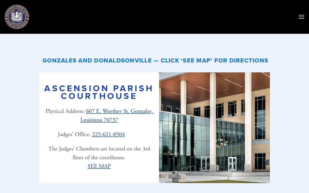 Ascension Parish Warrant Records: Gonzales and Donaldsonville courthouse locations page
