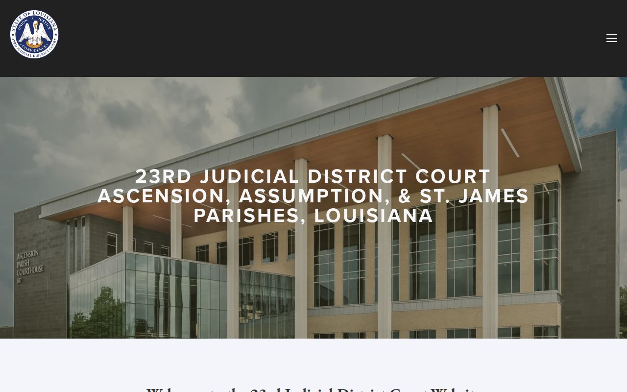 Ascension Parish bench warrant records: 23rd Judicial District Court divisions and jurisdiction page