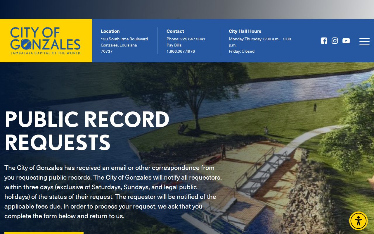 Ascension Parish Warrant Records: City of Gonzales public records request instructions